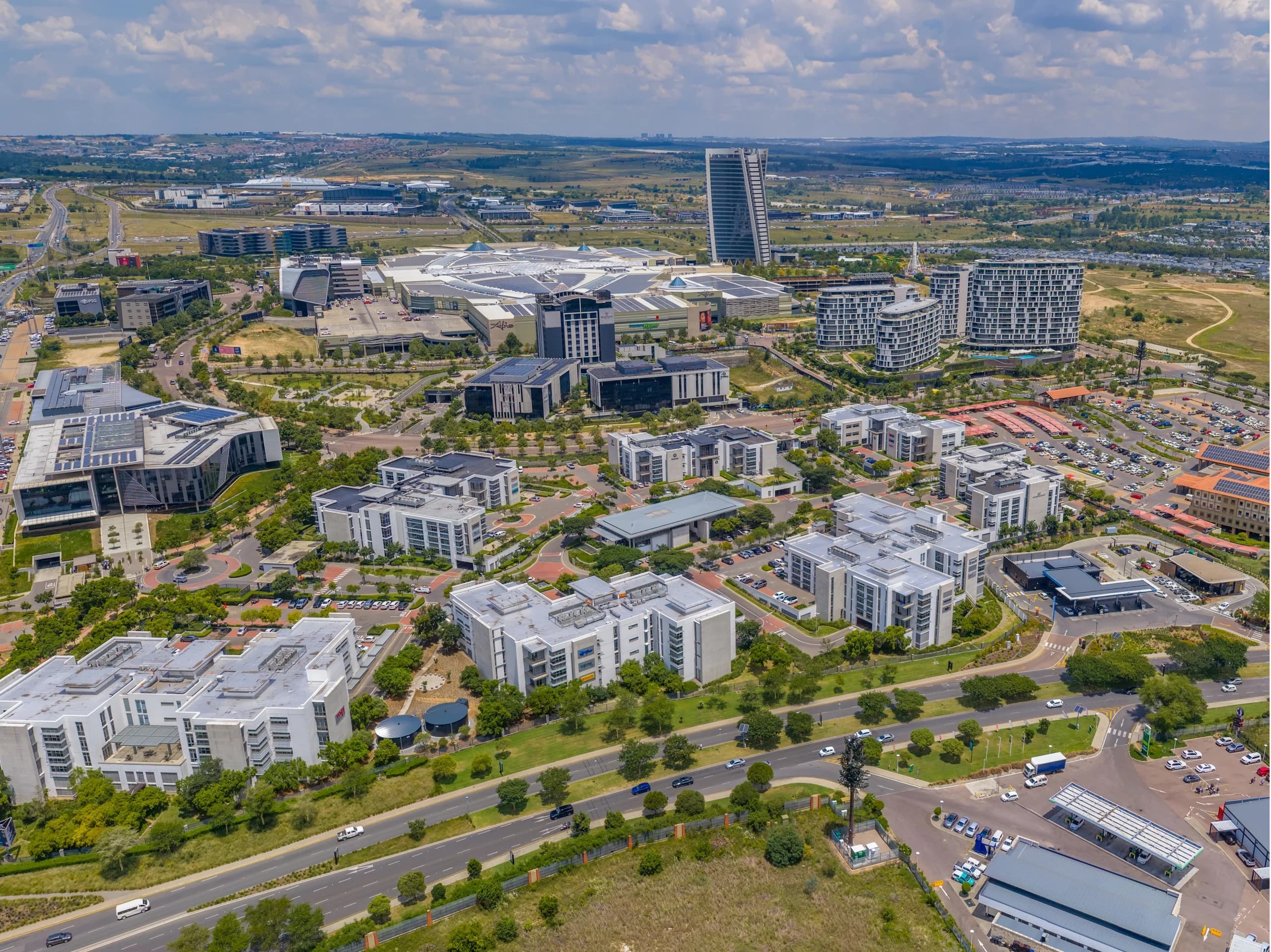 Aerial view of Waterfall City CBD and residential estates