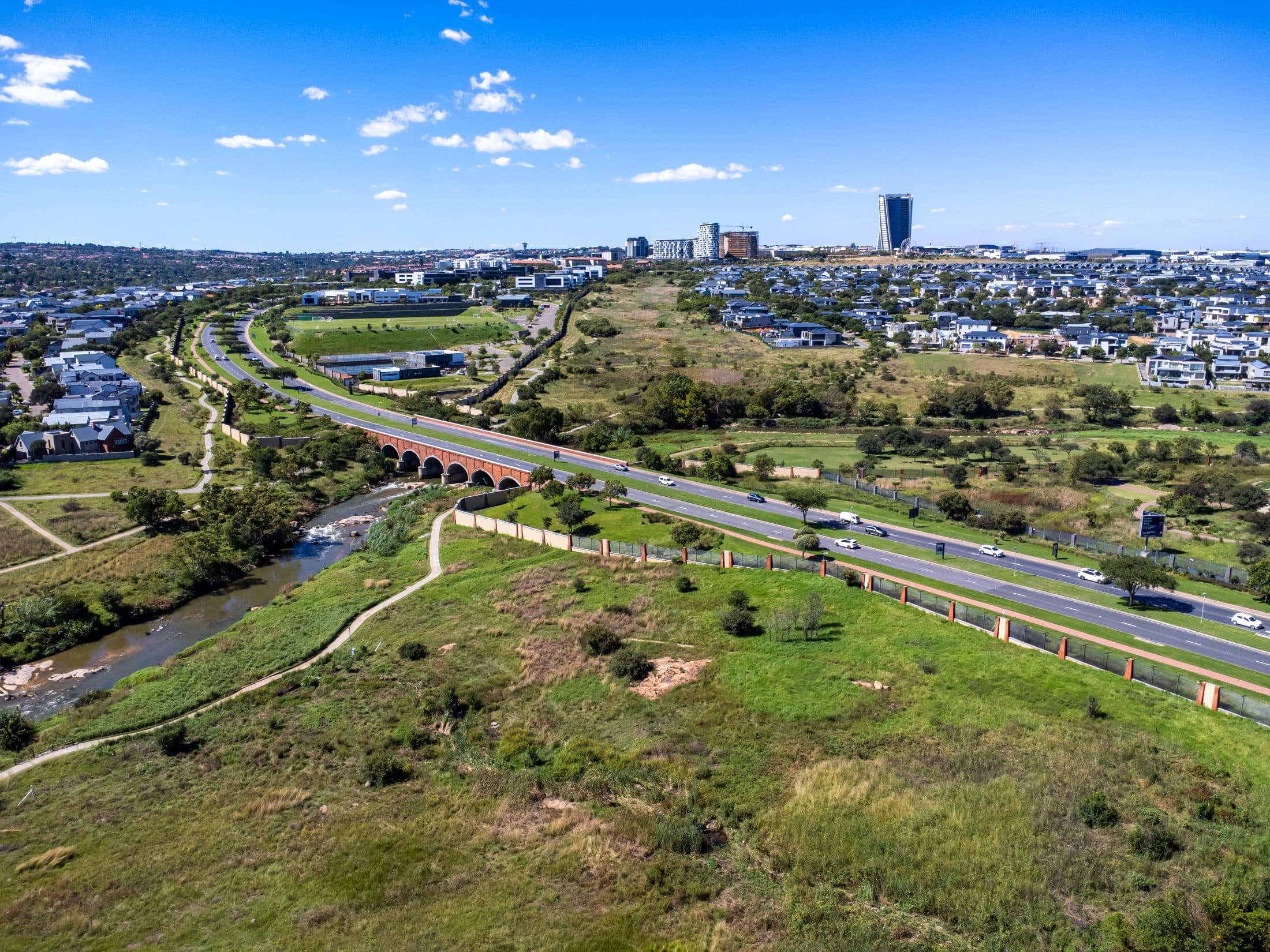 Aerial view of Waterfall City between Johannesburg and Pretoria